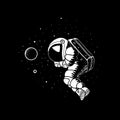 Astronaut floating in cosmos vector illustration. Planets, stars on background