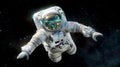 Astronaut floating in open space
