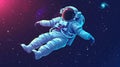 Astronaut Floating in Outer Space with Stars and Galaxies in the Background Royalty Free Stock Photo