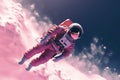 Astronaut floating pink clouds galactic. Generate Ai