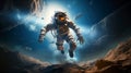 Astronaut Floating in the Sky Above Earth Royalty Free Stock Photo