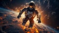 Astronaut Floating in the Sky Above Earth Royalty Free Stock Photo