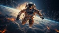 Astronaut Floating in the Sky Above Earth Royalty Free Stock Photo