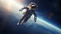 Astronaut floating in space above the earth Royalty Free Stock Photo