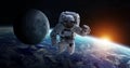 Astronaut floating in space 3D rendering elements of this image Royalty Free Stock Photo
