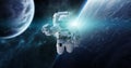 Astronaut floating in space 3D rendering elements of this image Royalty Free Stock Photo