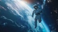 Astronaut Floating in Space Over Earth Royalty Free Stock Photo