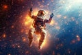 Astronaut floating on the space with universe galaxy stars background, to the moon, explore the universe, science astronomy Royalty Free Stock Photo