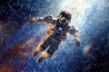 Astronaut floating on the space with universe galaxy stars background, to the moon, explore the universe, science astronomy Royalty Free Stock Photo