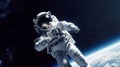 Astronaut floating on the space with universe galaxy stars background, to the moon, explore the universe, science astronomy Royalty Free Stock Photo