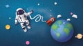 Astronaut floating in the stratosphere . Royalty Free Stock Photo