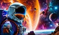 Astronaut Gazing at Alien Worlds