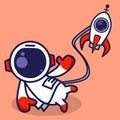 Astronaut going outside the rocket cartoon design Royalty Free Stock Photo