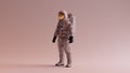 Astronaut with Gold Visor and White Helmet Spacesuit With Warm Background with Neutral Diffused Side Lighting Left Quarter View