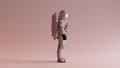 Astronaut with Gold Visor and White Helmet Spacesuit With Warm Background with Neutral Diffused Side Lighting Right View Retro