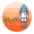 Astronaut grow plants on Mars.