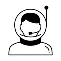Astronaut Half Glyph and Line mixing Vector icon which can easily modify or edit