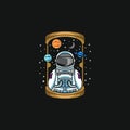 Astronaut isolated in hourglass illustration design vector template