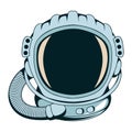 Astronaut helmet. Vector illustration of a human inventions. NASA logo