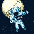 Astronaut hitchhiking illustration