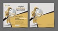 Astronaut Holding Magnify Glass Digital Concept Instagram Post Banner Template