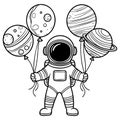 Astronaut Holding Planet Balloons Royalty Free Stock Photo