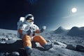 An astronaut holds a cup of coffee on the surface of the moon, Generative AI 3