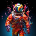 Vivid Surreal Astronaut: A Mesmerizing Blend Of Color And Realism