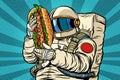 Astronaut with a hot dog, street fast food