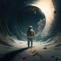 An astronaut on an interstellar travel. Generative AI