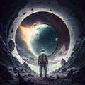 An astronaut on an interstellar travel. Generative AI