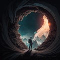 An astronaut on an interstellar travel. Generative AI