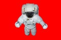 Astronaut isolated on red background 3D rendering elements of th Royalty Free Stock Photo