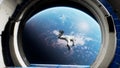 An astronaut jumps out of a spaceship into outer space. 3D Rendering.