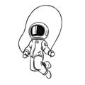 Astronaut jumps with a skipping rope. Illustration on the theme of astronomy.