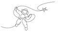 Astronaut logo one continuous line drawing Vector