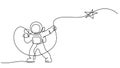 Astronaut logo one continuous line drawing Vector