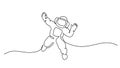 Astronaut logo one continuous line drawing Vector