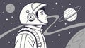 Astronaut looking at planets, space exploration theme vector design Generative AI