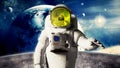 astronaut looks at the earth from the moon Elemen ts of this image furnished by NASA 3d render Royalty Free Stock Photo
