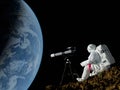 Telescope in space Royalty Free Stock Photo