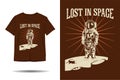 Astronaut lost in space silhouette t shirt design