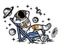 Astronaut lying on chair illustration