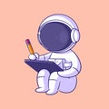 Astronaut making a drawing on a tablet