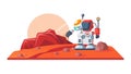 Astronaut on Mars Landscape: Space Exploration Red Planet Mission, vector design Generative AI Royalty Free Stock Photo