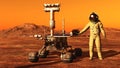 The astronaut and a mars rover Royalty Free Stock Photo