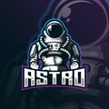 Astronaut mascot logo design vector with modern illustration concept style for badge, emblem and tshirt printing. strong astro