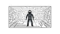 Astronaut in Maze Icon: Space Challenge and Exploration, vector design Generative AI Royalty Free Stock Photo