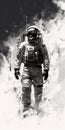 Astronaut In Monochrome: A Captivating Speedpainting Of Elaborate Spacecrafts