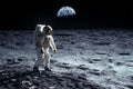 Astronaut on the moon, against the background of the Earth. Elements of this image were furnished by NASA Royalty Free Stock Photo